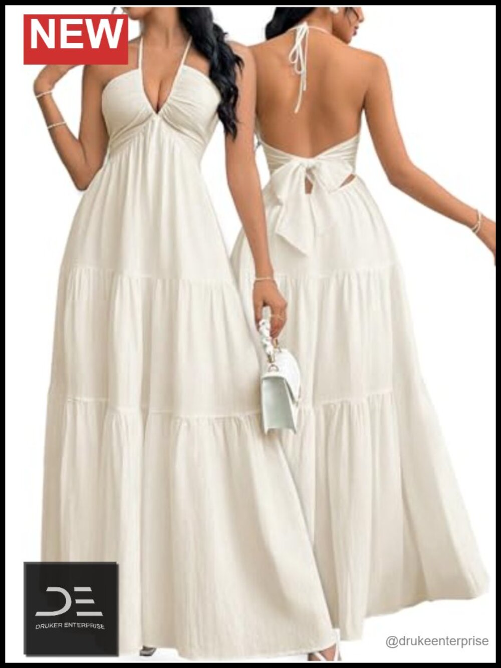 Women's Maxi Dress Halter V Neck A-Line Backless Summer Vacation Beach